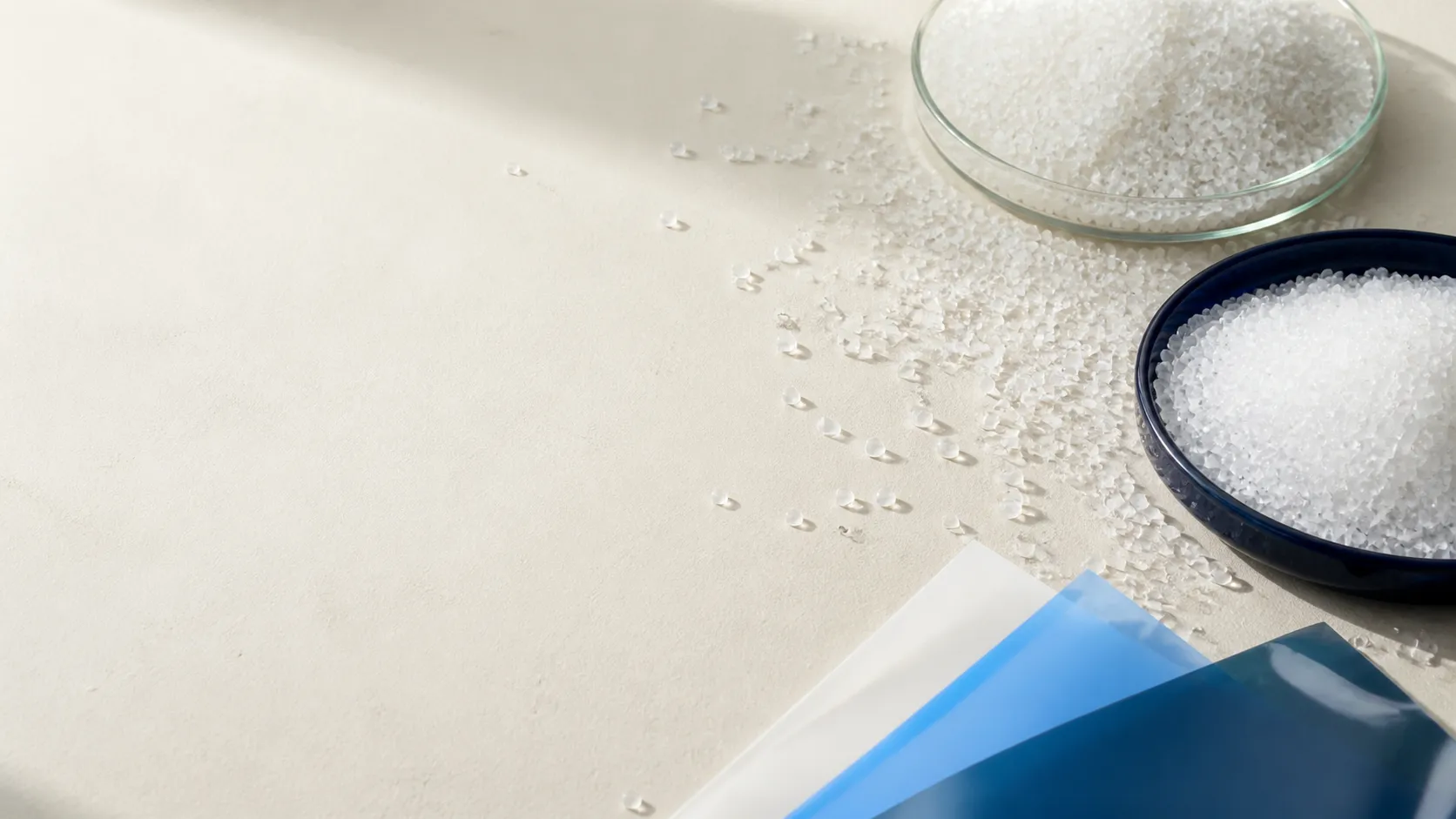 LDPE, LLDPE and HDPE polymer granules and film swatches